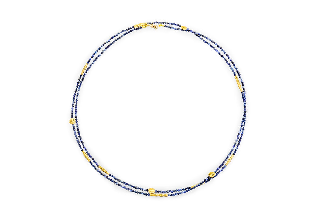 18K Yellow Gold Milky Sapphire "Flora" Beaded 38" Necklace