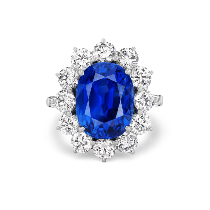 Platinum Sapphire and Diamond Ring