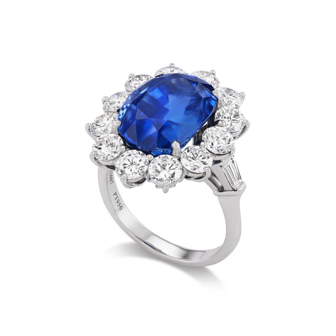 Platinum Sapphire and Diamond Ring