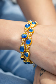24K Yellow Gold One of a Kind Kyanite and Diamond Bracelet