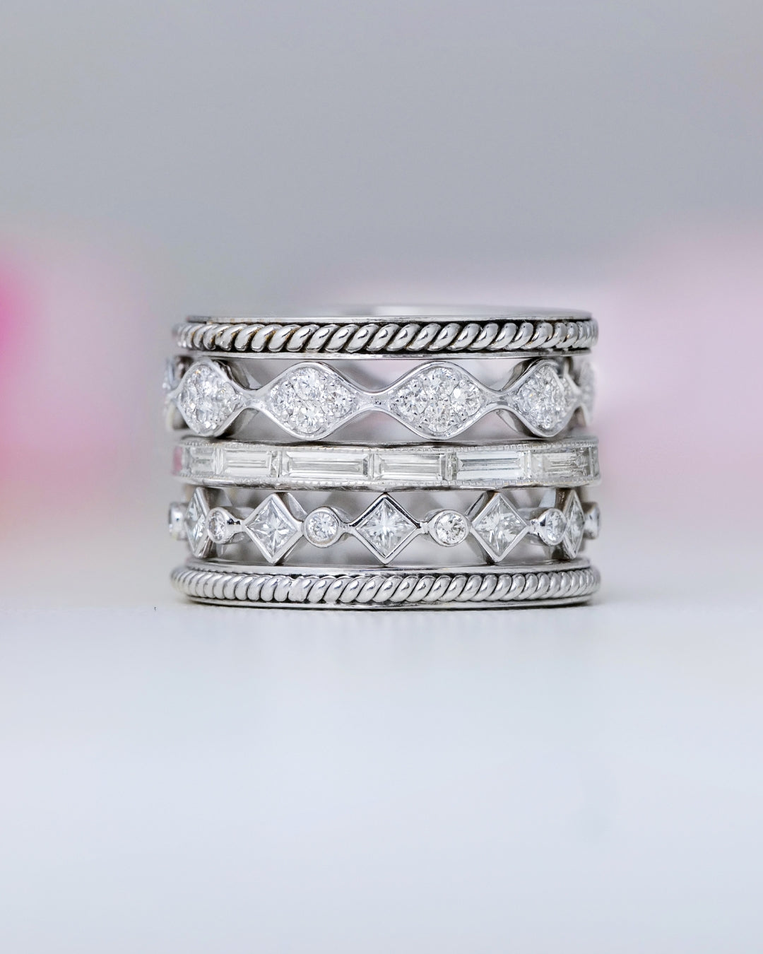 18K White Gold Silhouette White Diamond Eternity Band