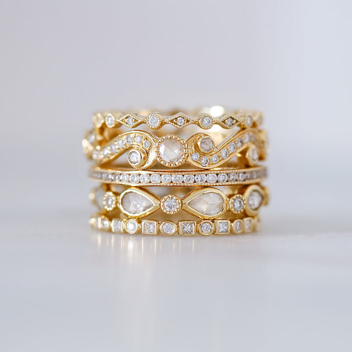 18K Yellow Gold Kate Princess Cut and Brilliant Cut White Diamond Eternity Band