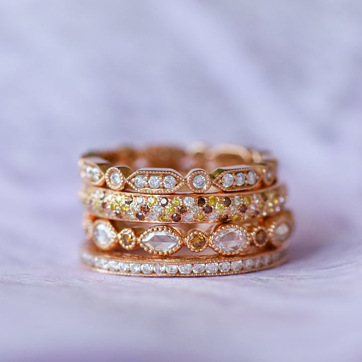 18K Rose Gold Amara Burnt Orange Diamond Band