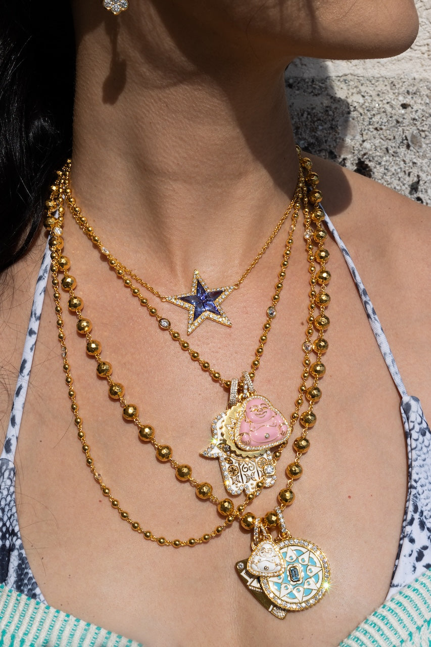 20K Yellow Gold Necklace with Tanzanite and Diamond Star