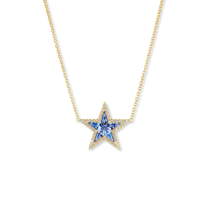 20K Yellow Gold Necklace with Tanzanite & Diamond Star