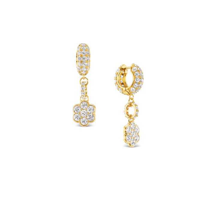 20K Yellow Gold & Diamond Huggie Drop Earrings