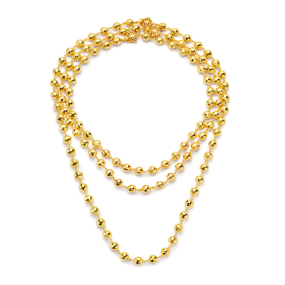 20K Yellow Gold Hammered Ball Chain Necklace