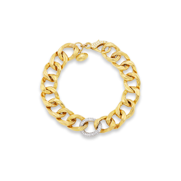 22K and 18K Yellow Gold  Diamond Curb Chain Bracelet