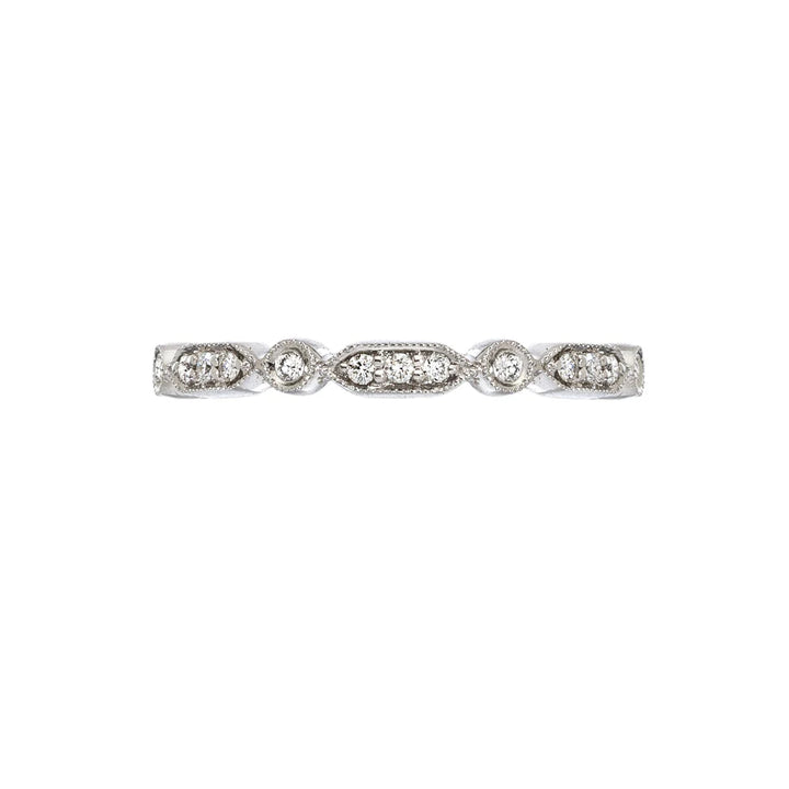 18K White Gold Deco Small White Diamond Eternity Band