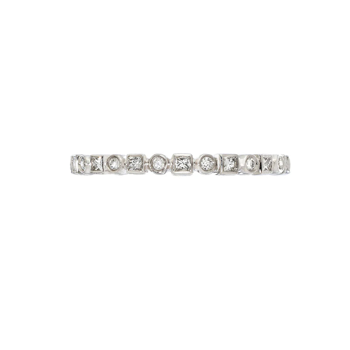 18K White Gold Kate Princess Cut and Brilliant Cut White Diamond Eternity Band