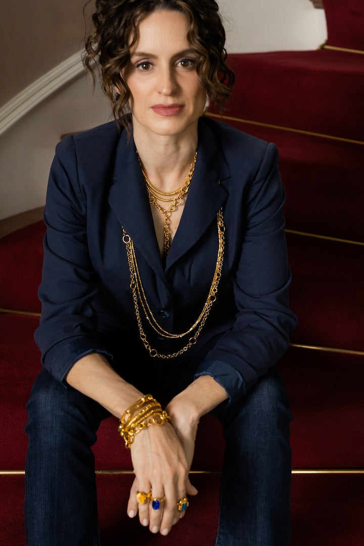 24K and 22K Yellow Gold Hoopla Mixed Link Chain Necklace