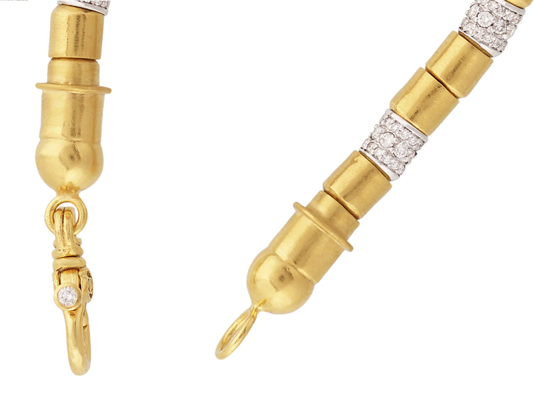24K Vertigo Single Strand 5.5mm Bracelet with Pave Set Diamonds