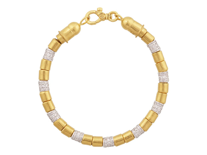 24K Vertigo Single Strand 5.5mm Bracelet with Pave Set Diamonds