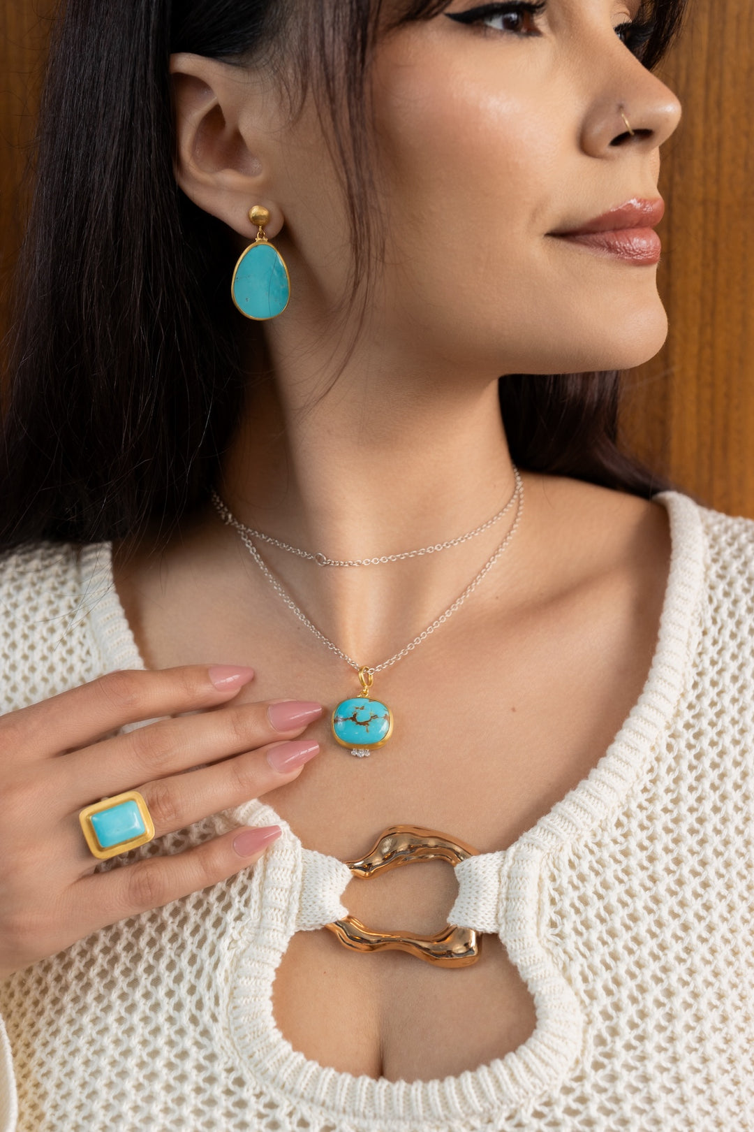 24K Gold Armenian Turquoise Earrings