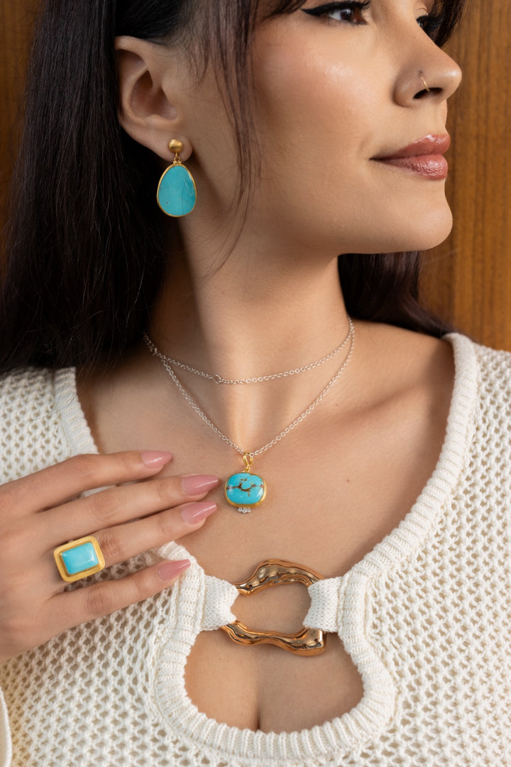 24K Gold Armenian Turquoise Earrings