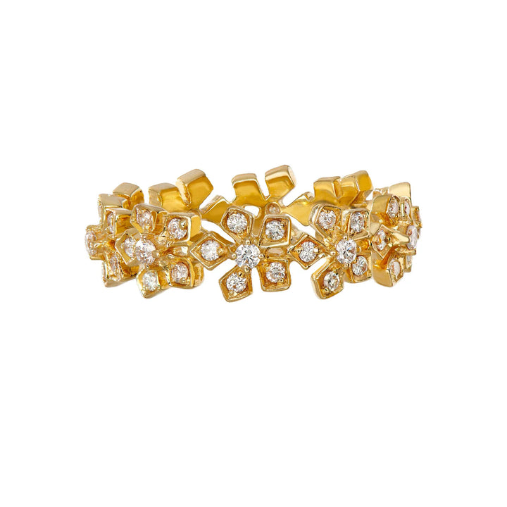 18K Yellow Gold Enchanted Garden White Diamond Eternity Band