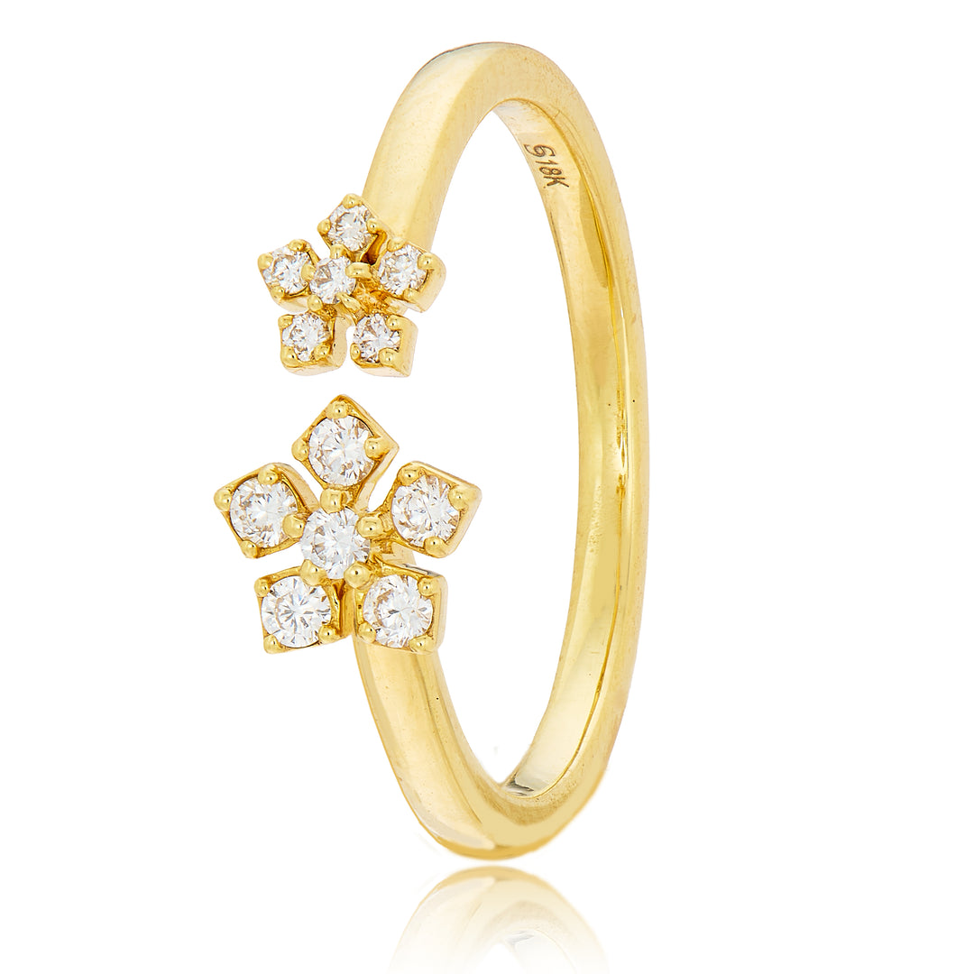 18K Yellow Gold "Enchanted Garden" Diamond Open Ring