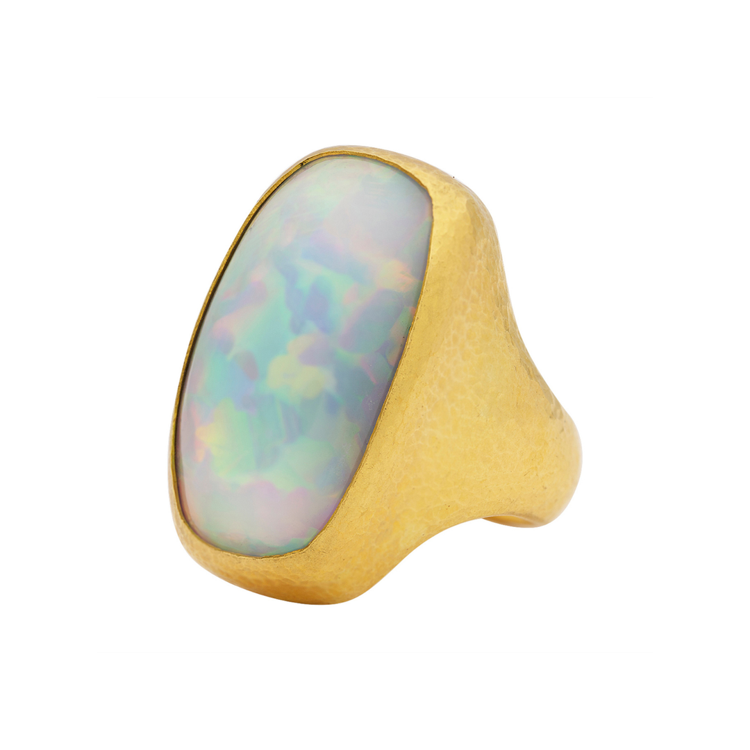 24K Yellow Gold One of a Kind Ethiopian Opal Ring