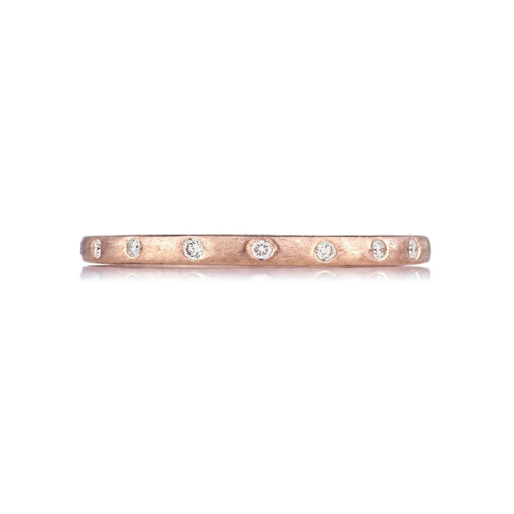18K Rose Gold Dunes Narrow White Diamond Band