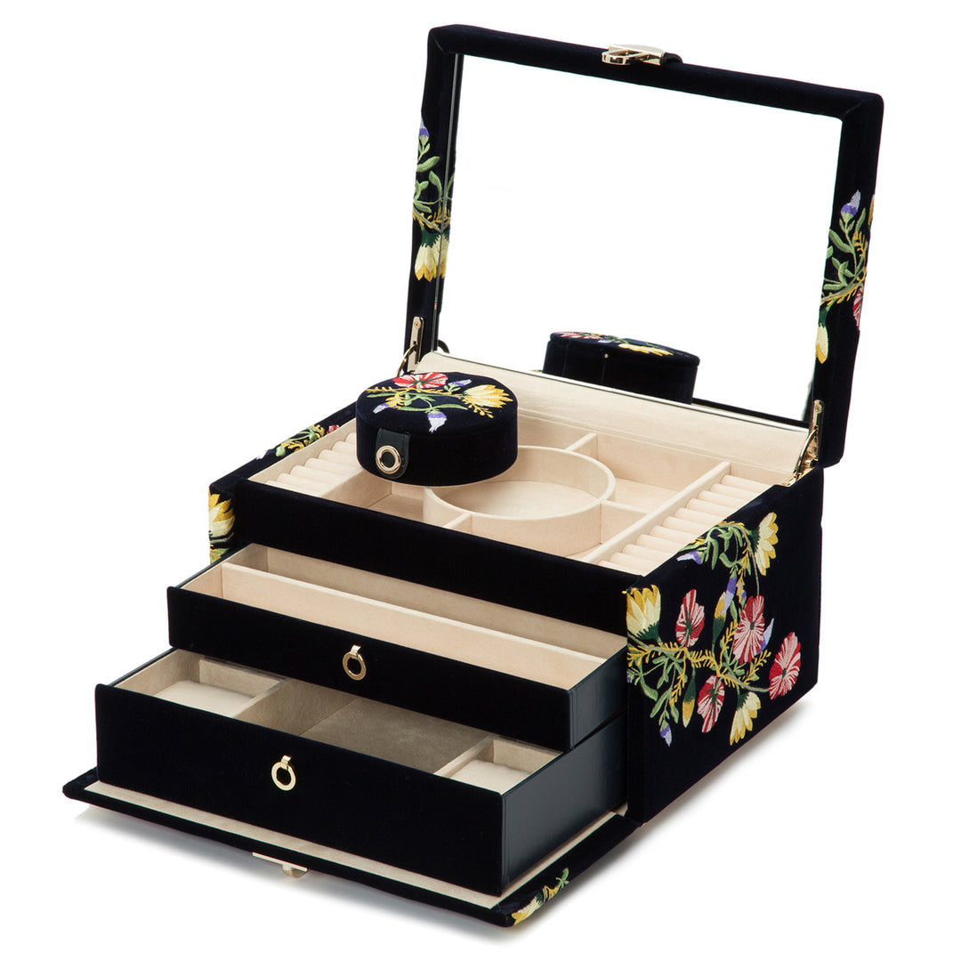 Zoe Medium Jewelry Case in Indigo Velvet