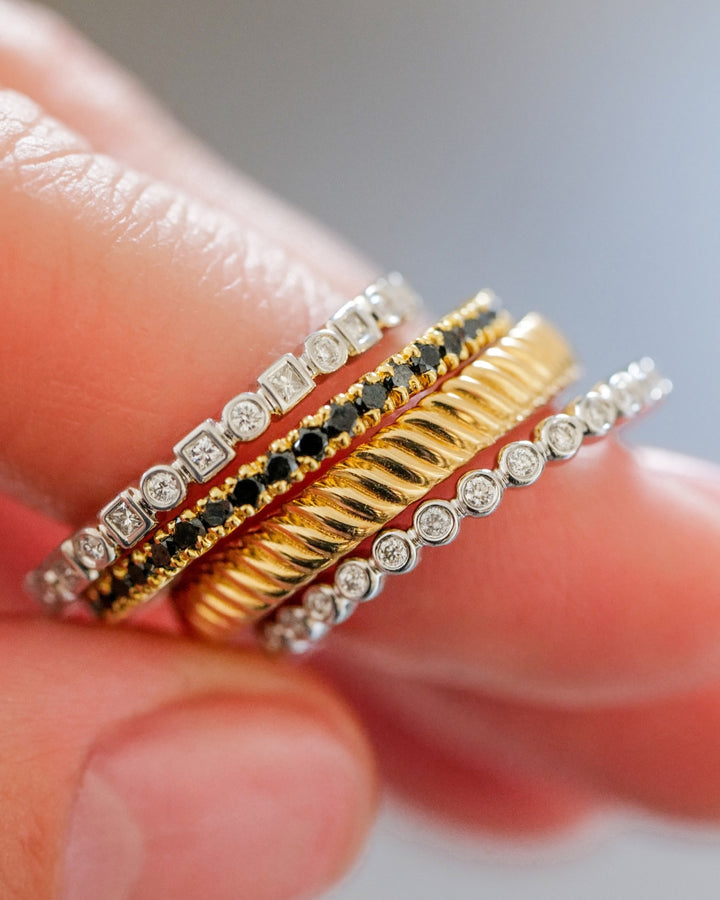 18K White Gold Mini Bezel White Diamond Eternity Band