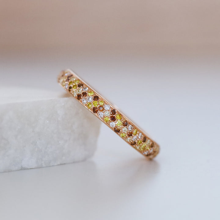 18K Yellow Gold Tire Multi-Color Diamond Band