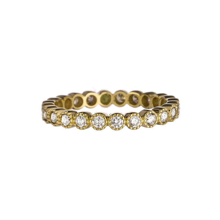 18K Yellow Gold Diamond Bezel Band