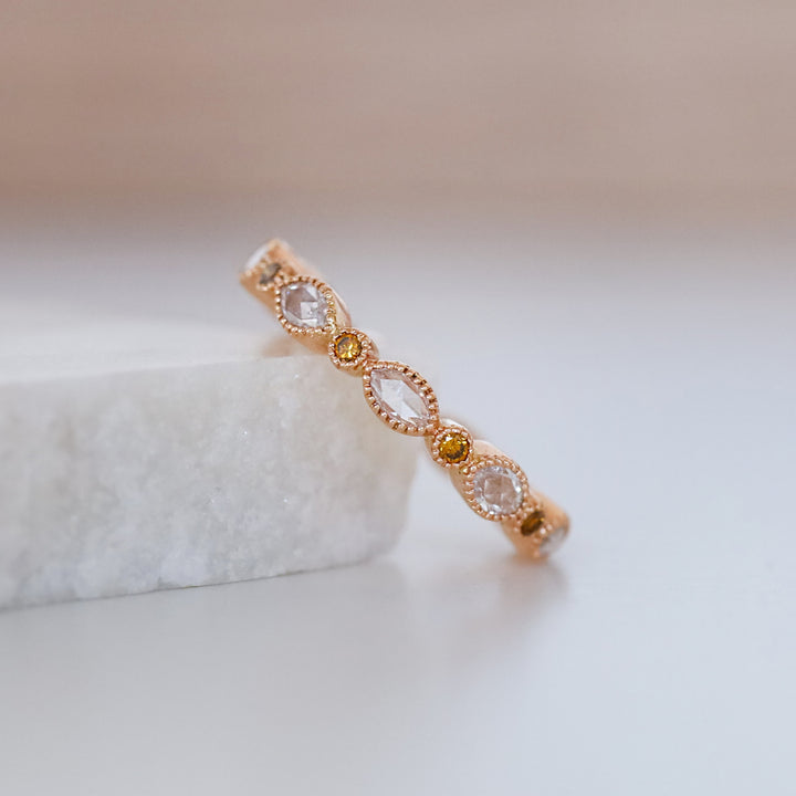 18K Rose Gold Amara Burnt Orange Diamond Band