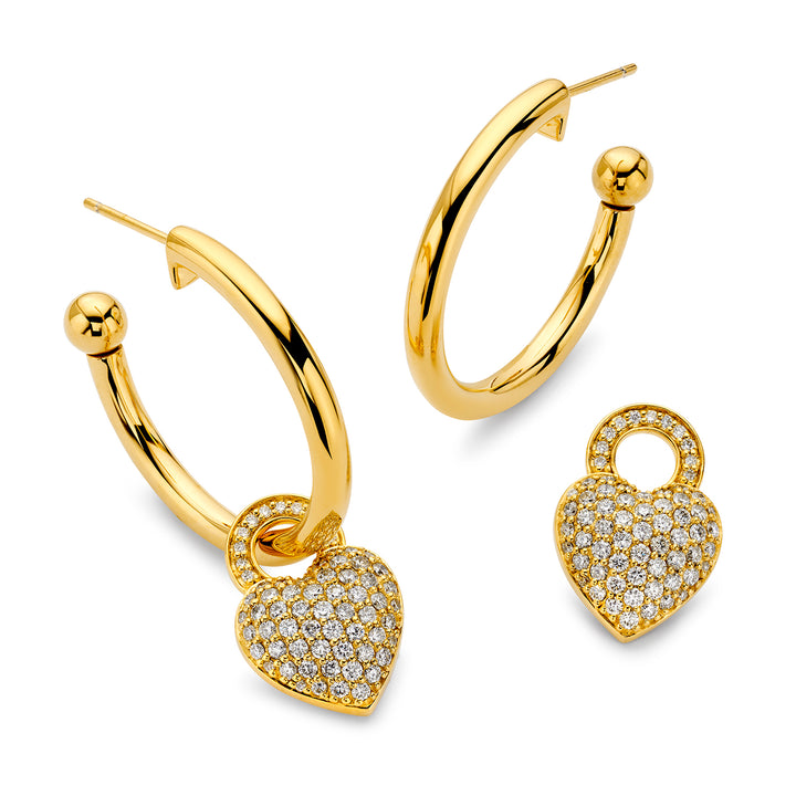 20K Yellow Gold Heart Diamond Charms