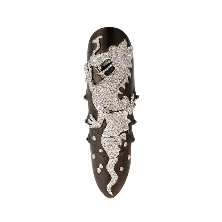18K Black Gold Hinged Diamond Dragon Ring