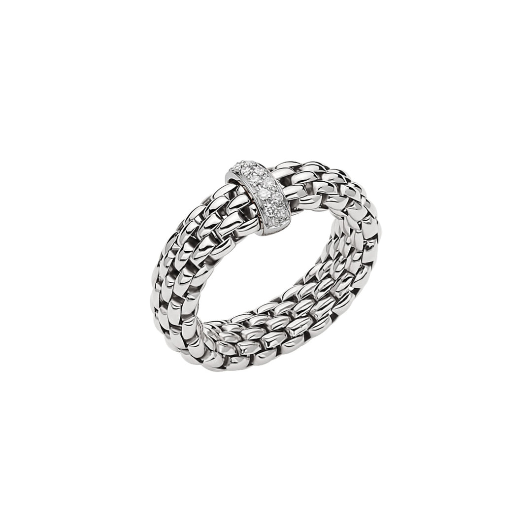 18K White Gold Flex Ring with Diamonds