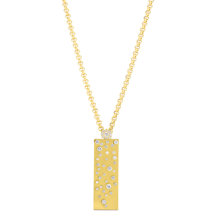 18K Yellow Gold Rectangular Diamond Pendant