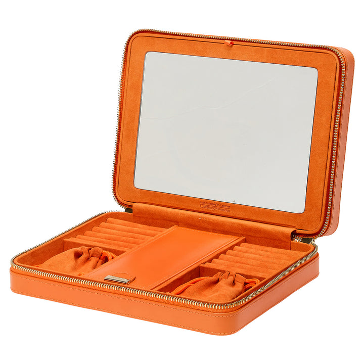Maria Large Tangerine Zippered Jewelry Case