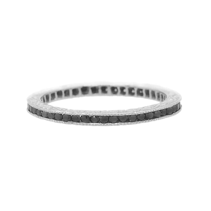 18K White Gold Channel Set Black Diamond Eternity Band