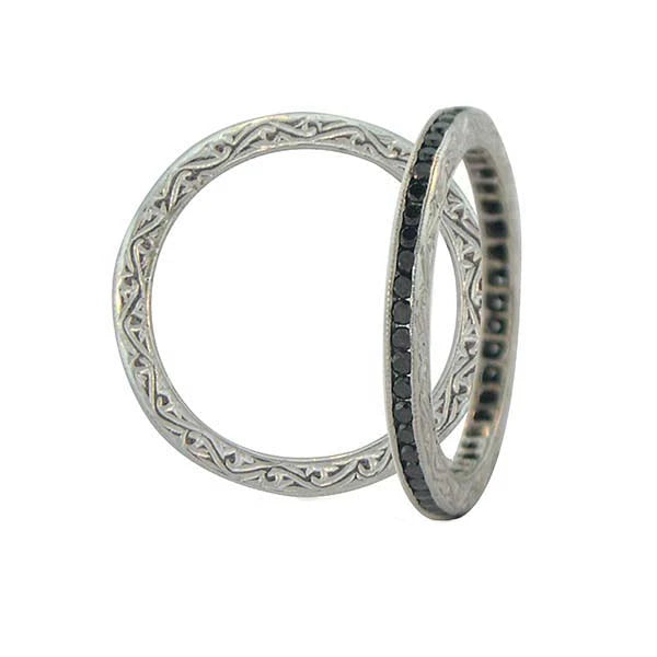 18K White Gold Channel Set Black Diamond Eternity Band