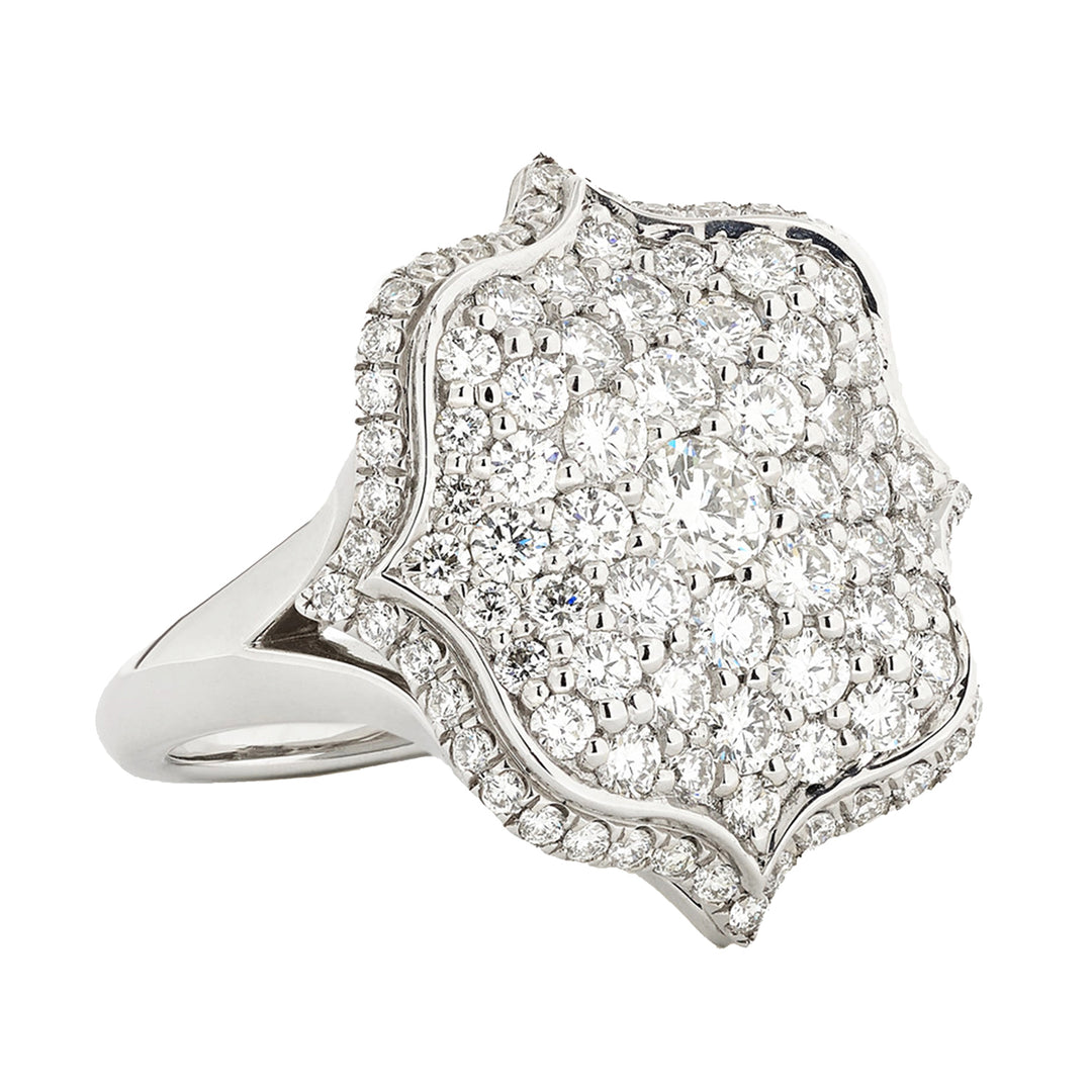 Platinum Pave Diamond Mini Lotus Ring