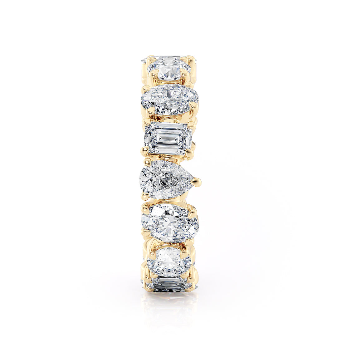 18K Yellow Gold Montage Eternity Band with Round, Marquise, Emerald & Pear Shaped Diamonds