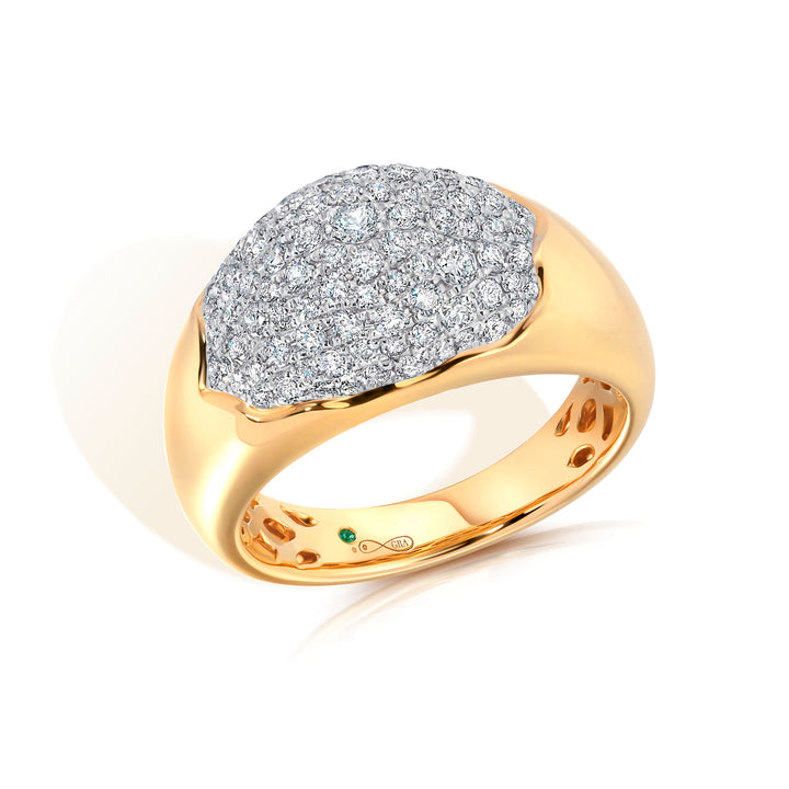 18K Yellow Gold  & White Diamonds Summit Bahia Ring.