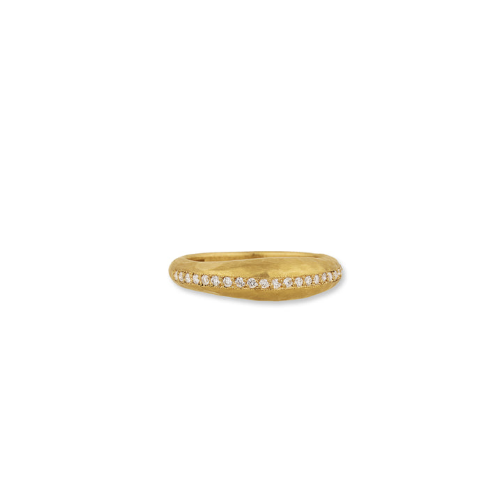 22K Yellow Gold "Boogie Line" hammered ring, with Diamonds