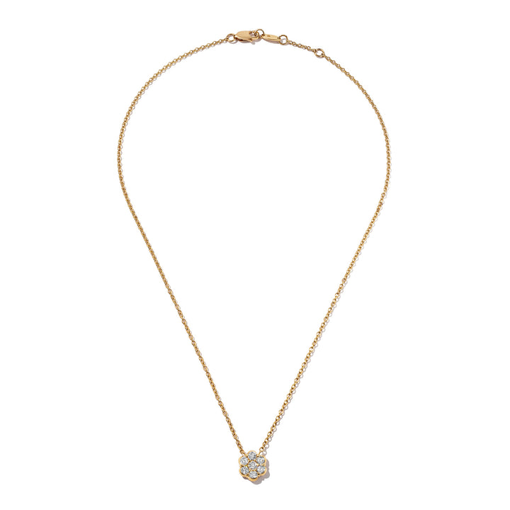 18K Yellow Gold Small Buttercup Flower Diamond Necklace