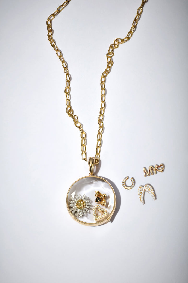 14K Large Round Locket on 18" 14K Paperclip Chain