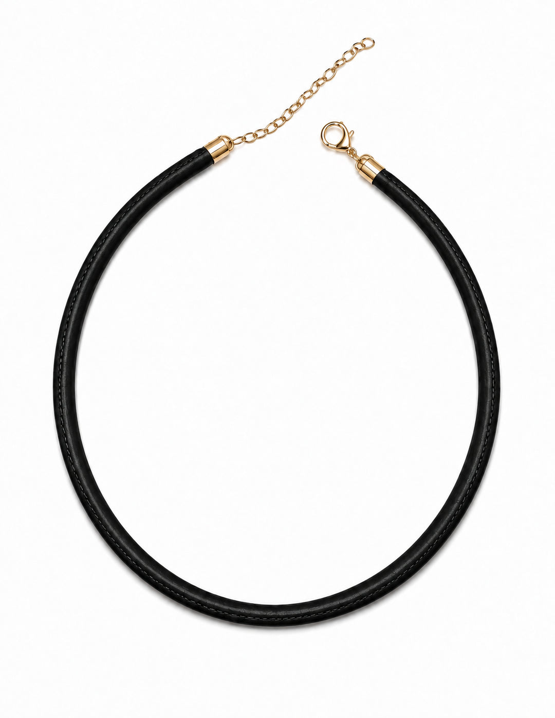 14K Yellow Gold Black Leather Cord
