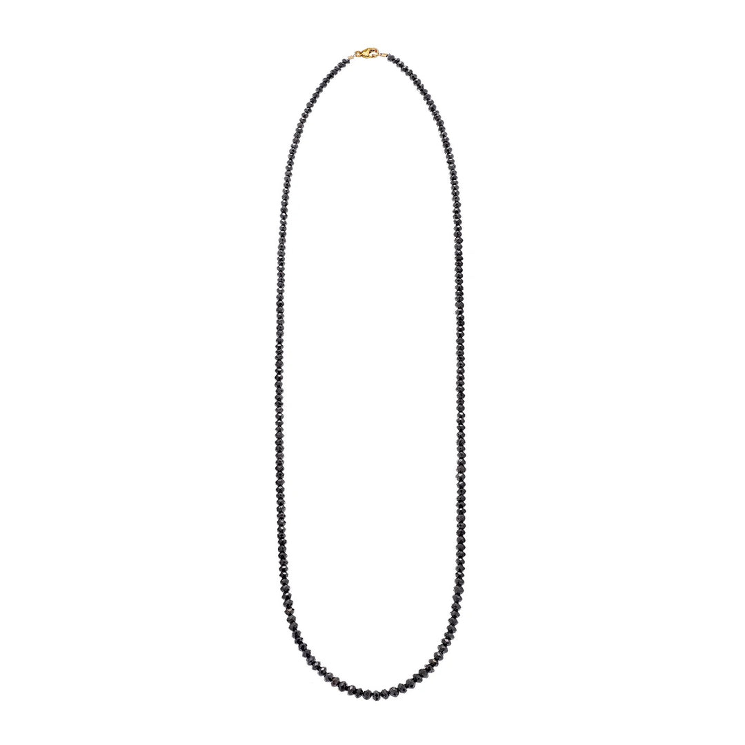 Noir Black Diamond Small Bead Necklace with 14K Yellow Gold Clasp