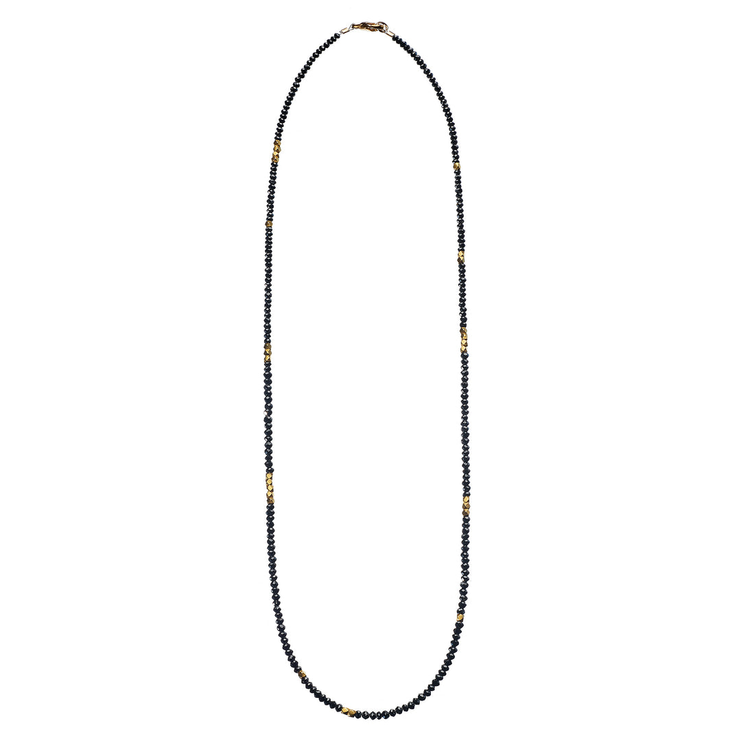 18" Noir Black Diamond Bead Necklace with 18K Alternating Organic Gold Beads