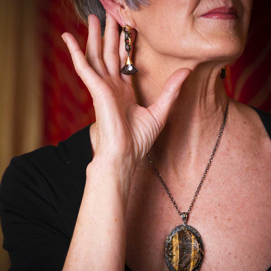 Sterling Silver Raw Tiger Eye Necklace