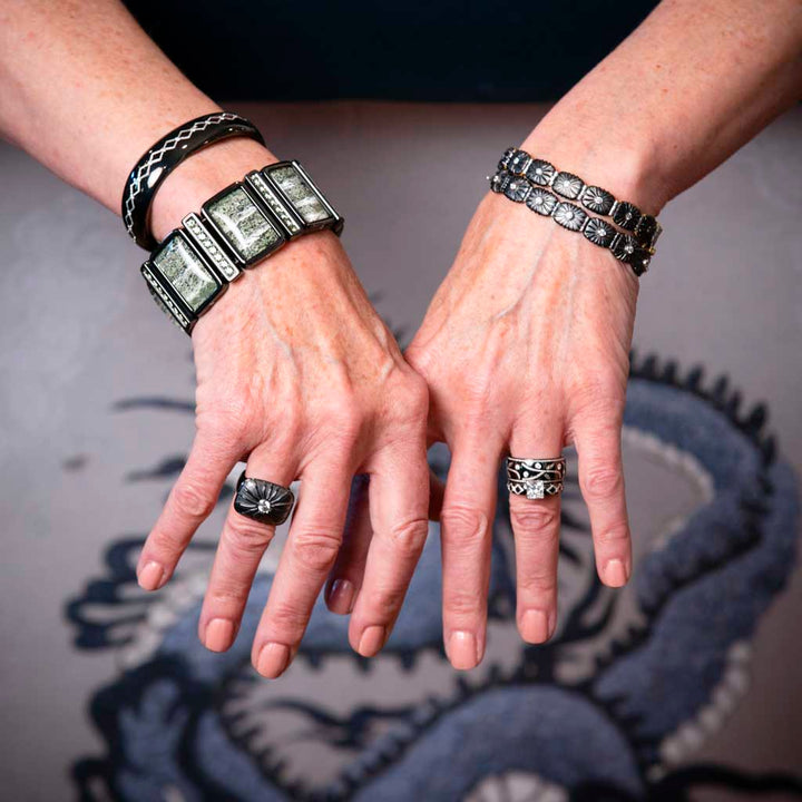 Reversible Black Knightsteel and Platinum Diamond Bracelet
