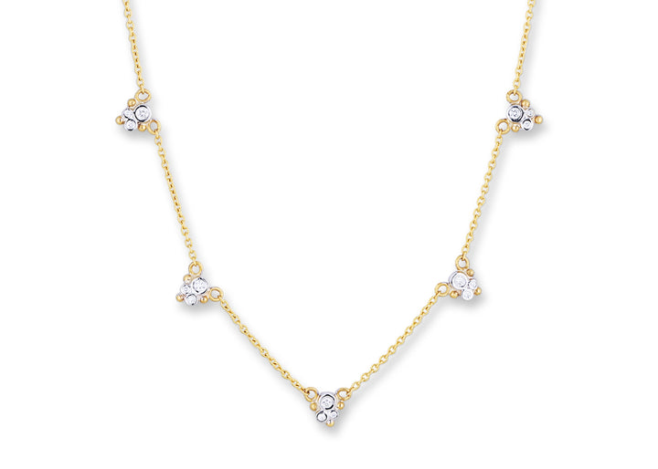 24K Yellow Gold & Diamond 5 Station "Dylan" Necklace