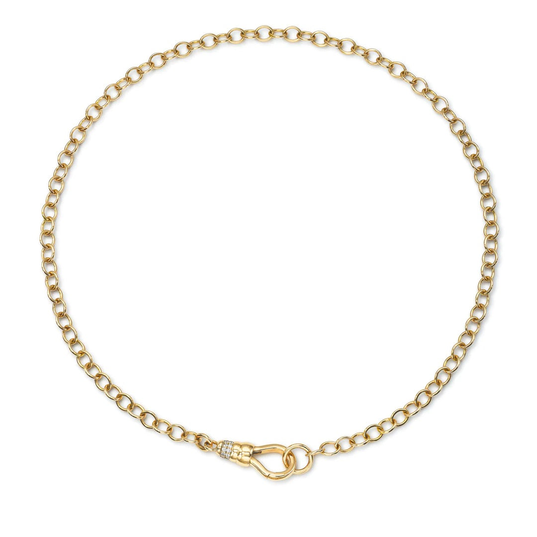 18K Yellow Gold Chain with Old European Cut Diamonds on Enhancer