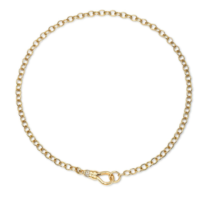 18K Yellow Gold Chain with Old European Cut Diamonds on Enhancer