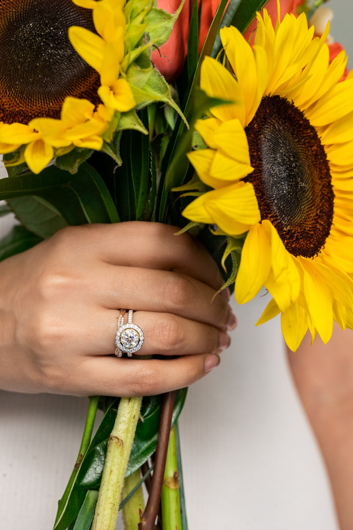 G Marie Exclusive:  18K White Gold & Lab Grown Round Brilliant Cut Diamond Ring